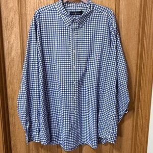 Ralph Lauren Blue and White Gingham Button Down Shirt Big & Tall 3XB 3XL